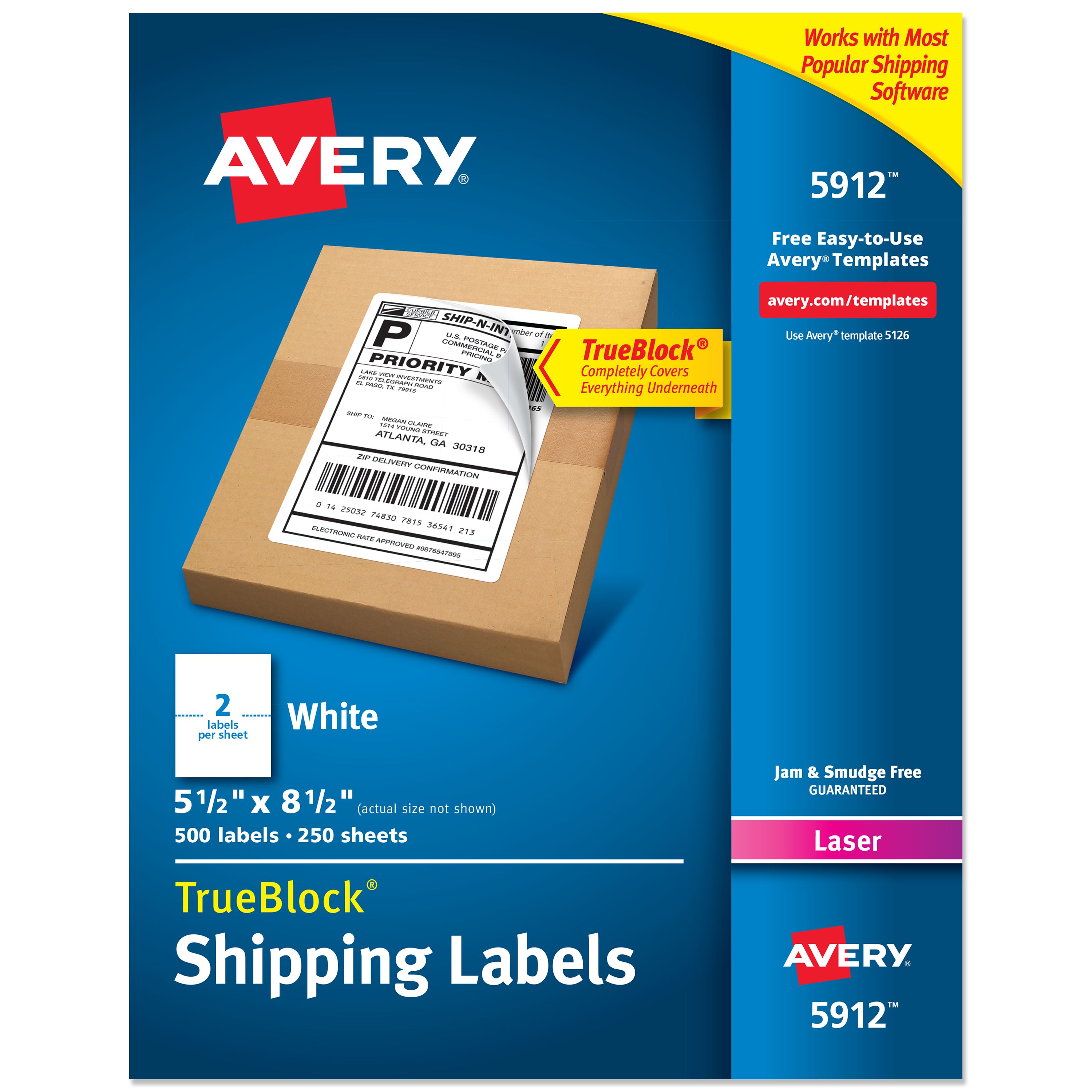 Half-Sheet Shipping Labels, 5-1/2